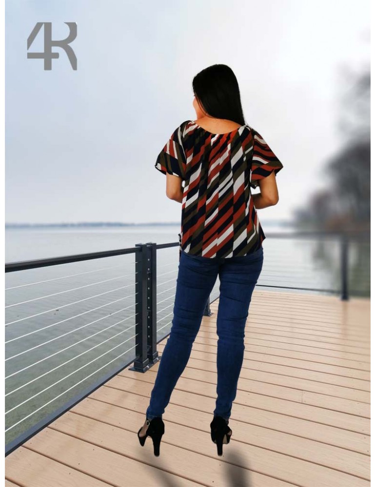 Three color round neck free size top 