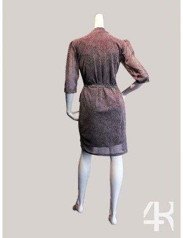 V neck Stretch Lace knee length dress with ¾ length sleeve 