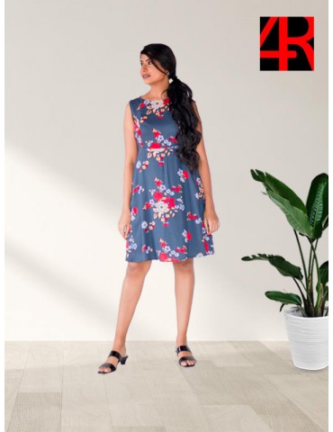Sleeveless floral knee length floral dress 