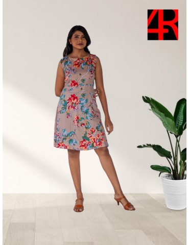 Sleeveless floral knee length floral dress 