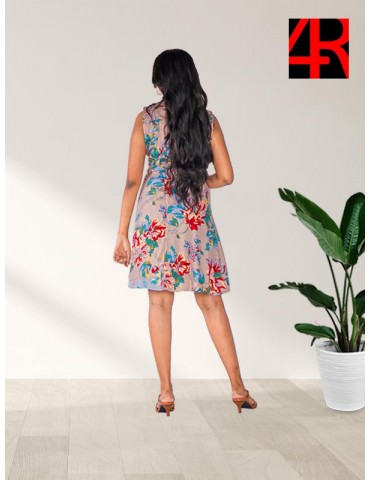 Sleeveless floral knee length floral dress 