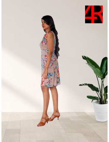 Sleeveless floral knee length floral dress 